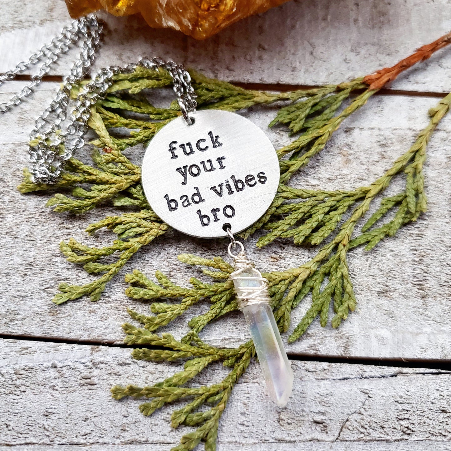 F*ck your bad vibes bro necklace