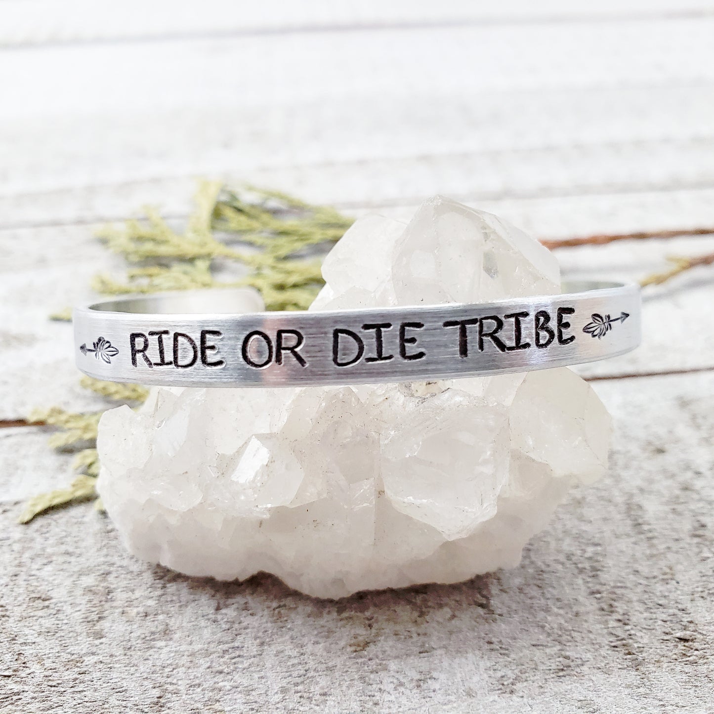 Ride or Die tribe stamped cuff bracelet