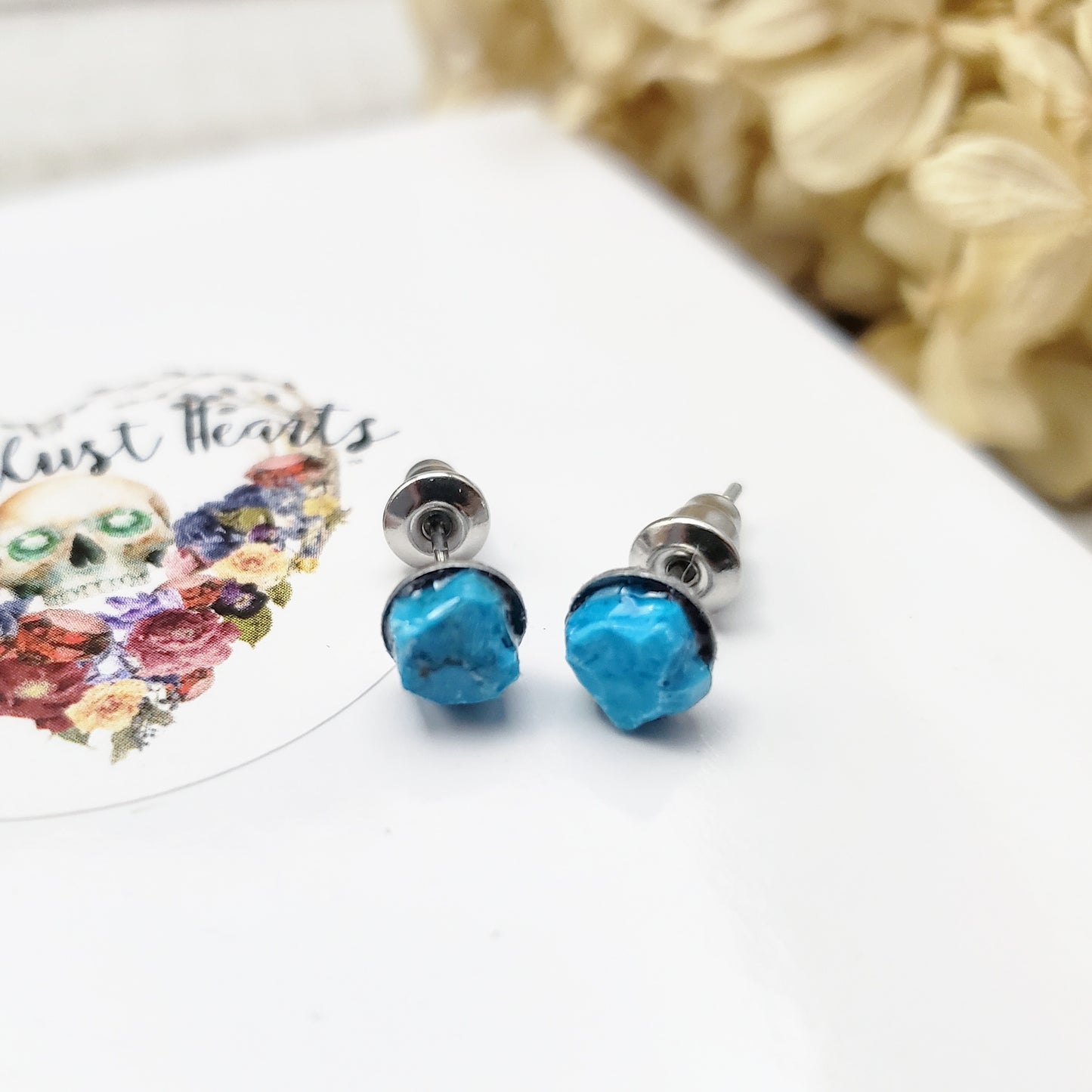 Turquoise stone stud earrings
