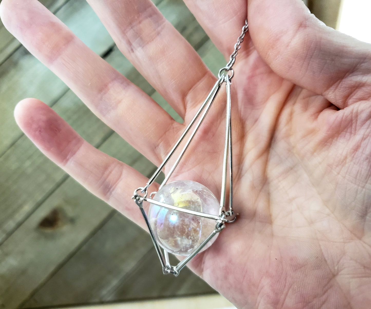 Crystal ball gold pendulum suncatcher