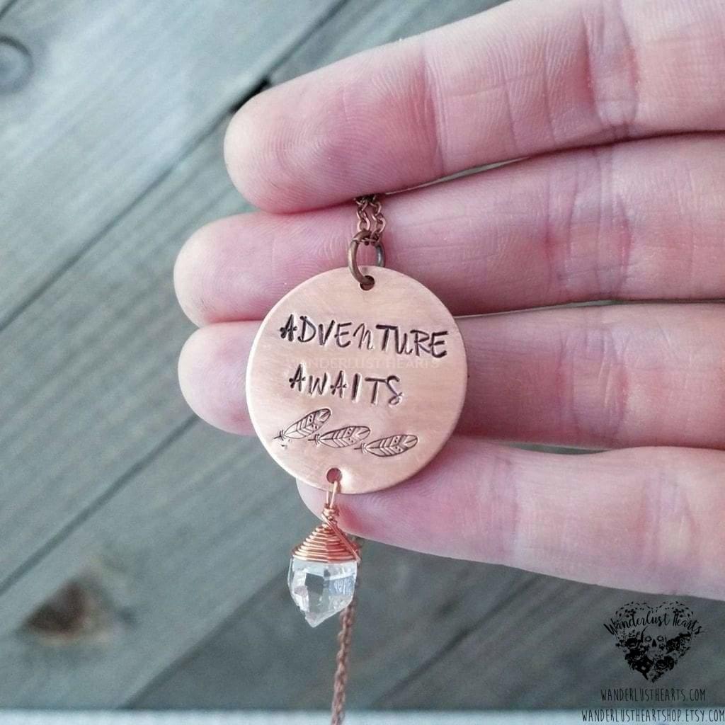 Adventure Awaits necklace-Wanderlust Hearts