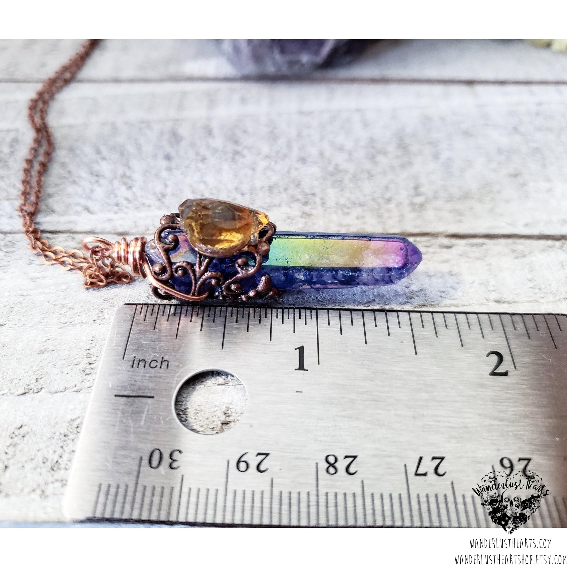 Aura quartz crystal necklace-Wanderlust Hearts
