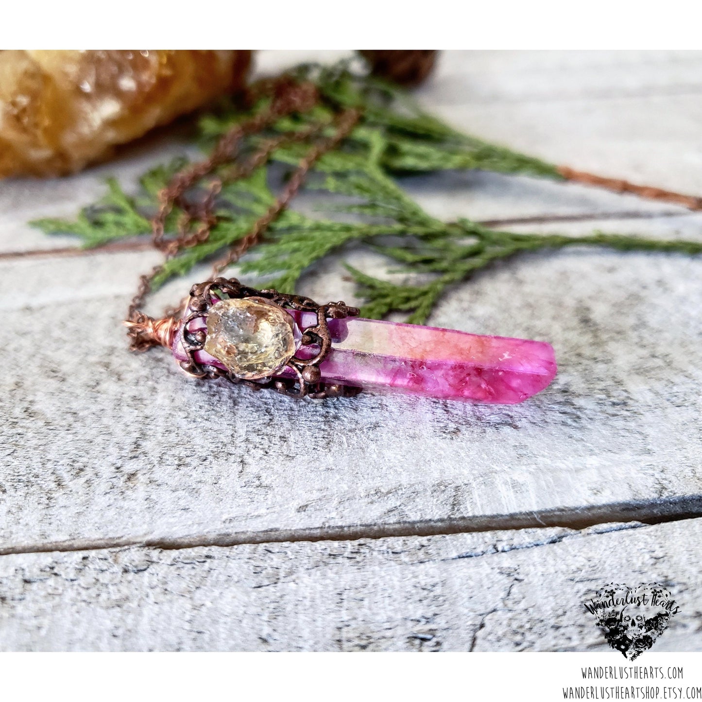 Boho Aura Quartz necklace-Wanderlust Hearts