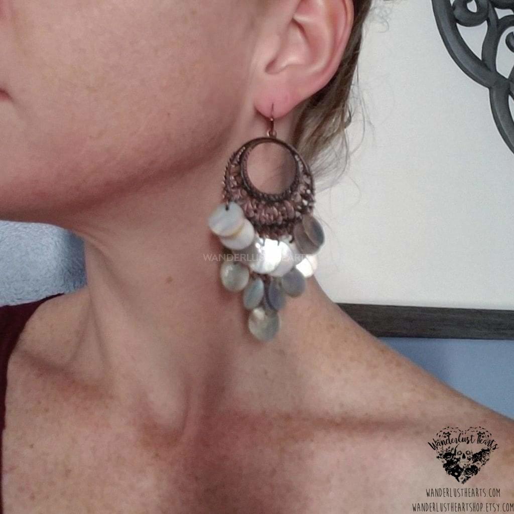 Boho goddess shell earrings-Wanderlust Hearts