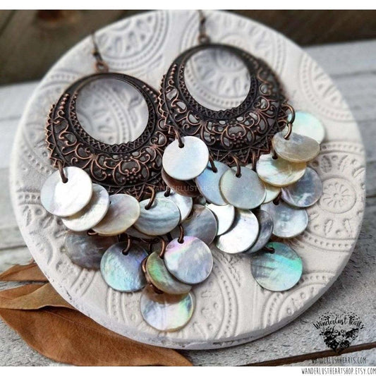 Boho goddess shell earrings-Wanderlust Hearts