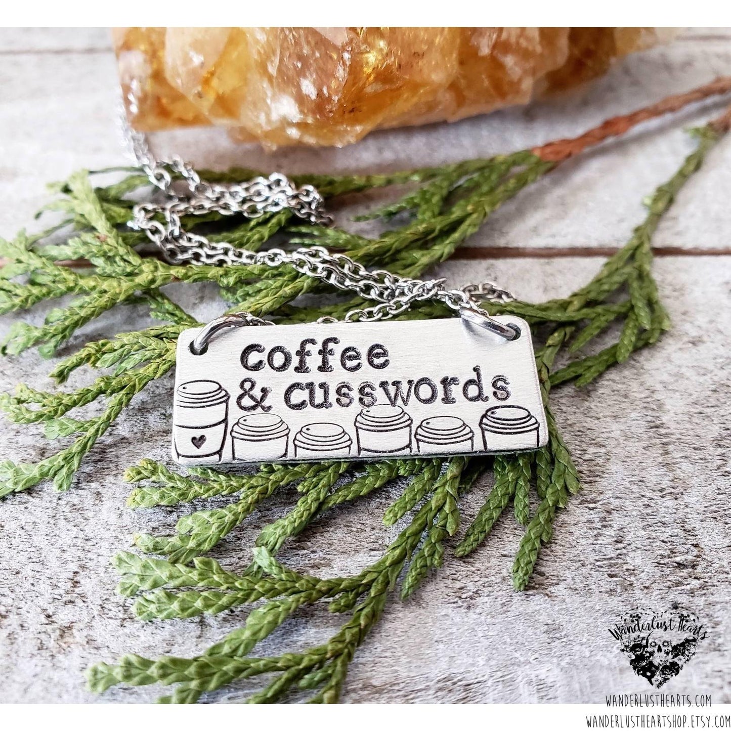 Coffee & Cuss words necklace
