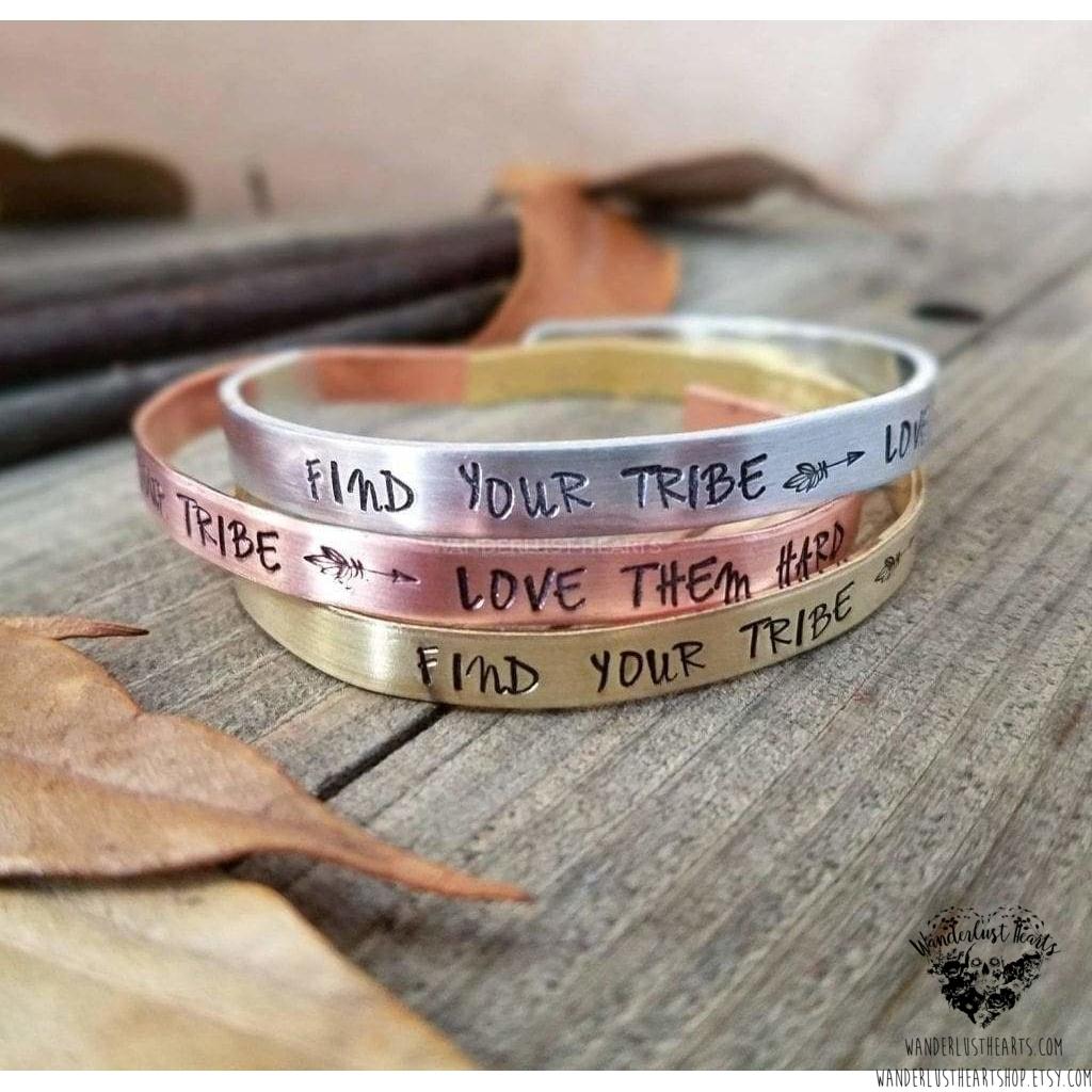 Find your tribe - love them hard Cuff bracelet-Wanderlust Hearts