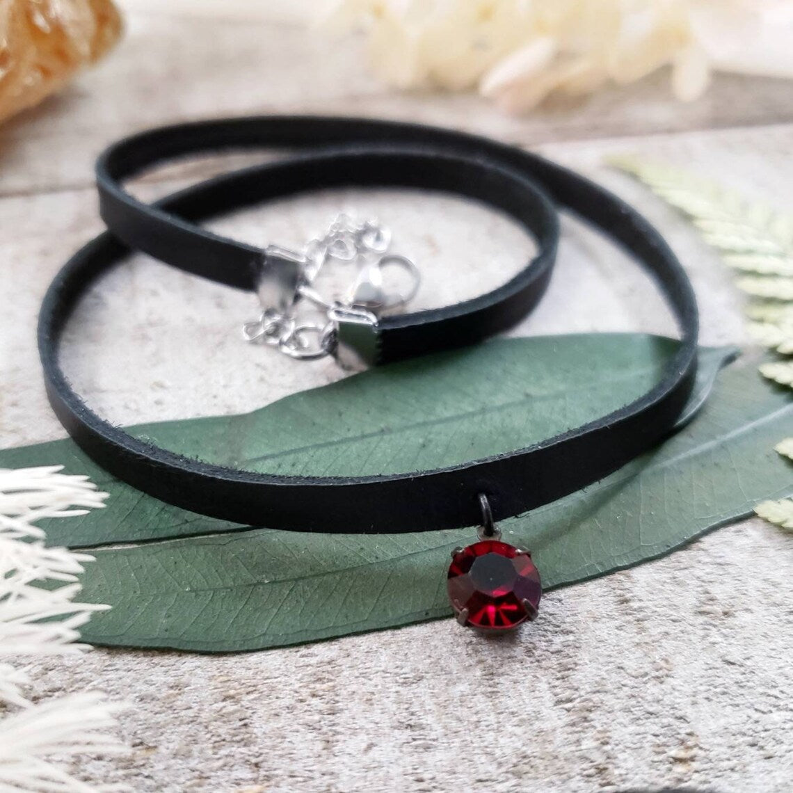 Red crystal choker necklace