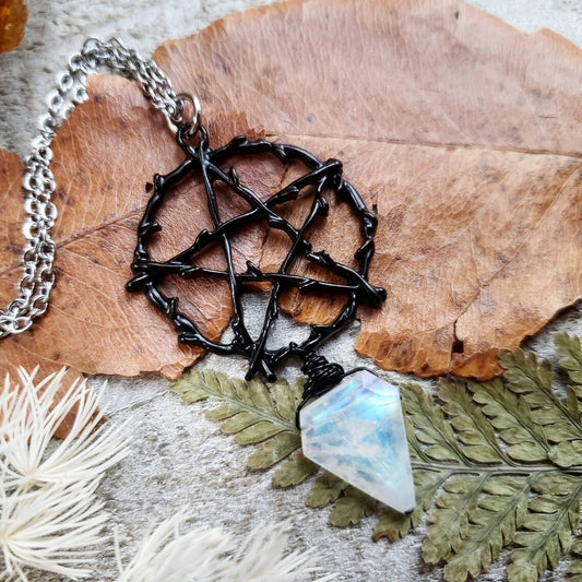Moonstone pentacle necklace