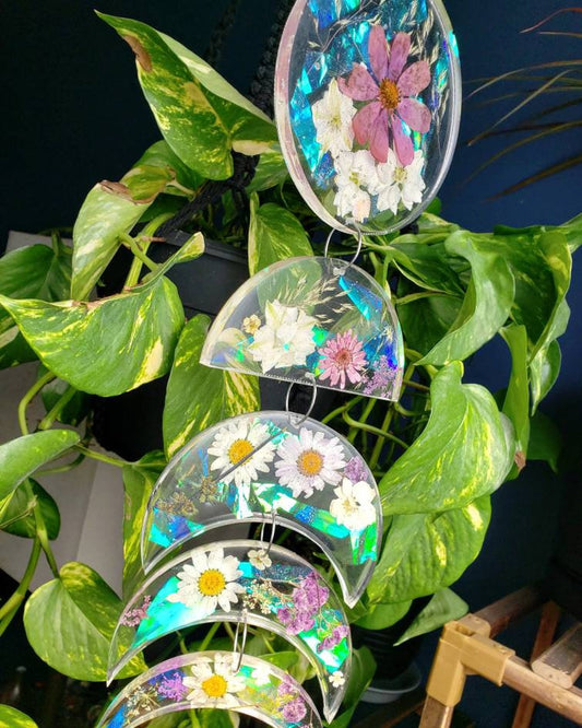 Floral holo Moon phase hanger