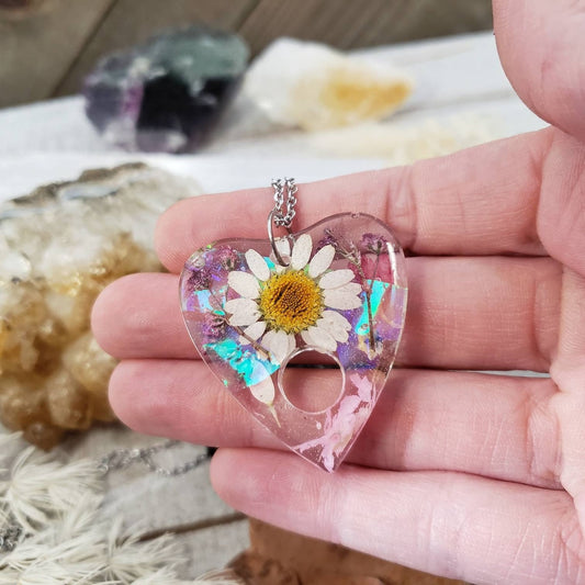 Floral planchette necklace