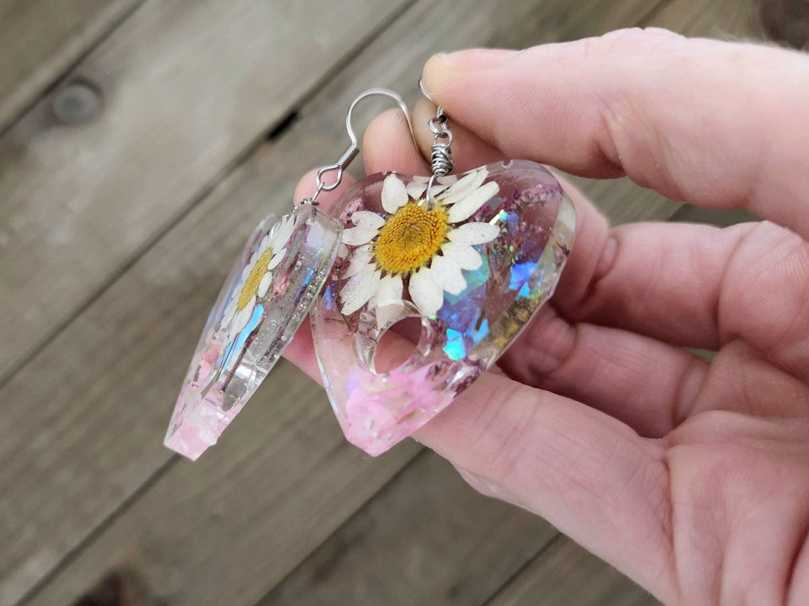 Floral planchette earrings