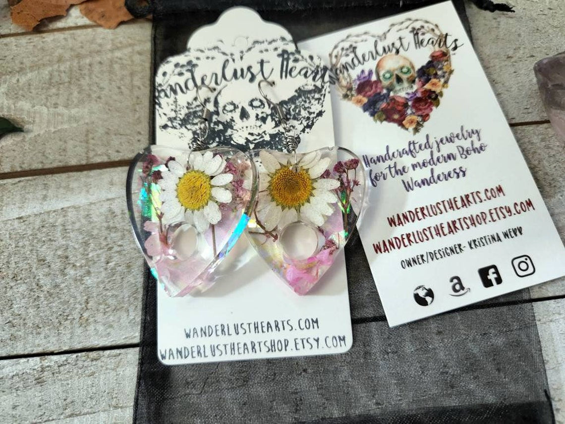 Floral planchette earrings