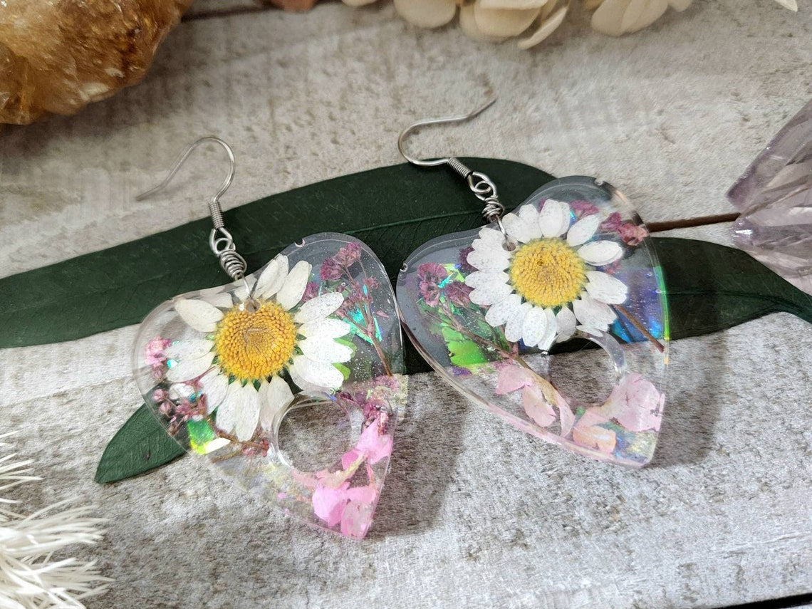 Floral planchette earrings