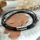 Aquamarine leather bracelet