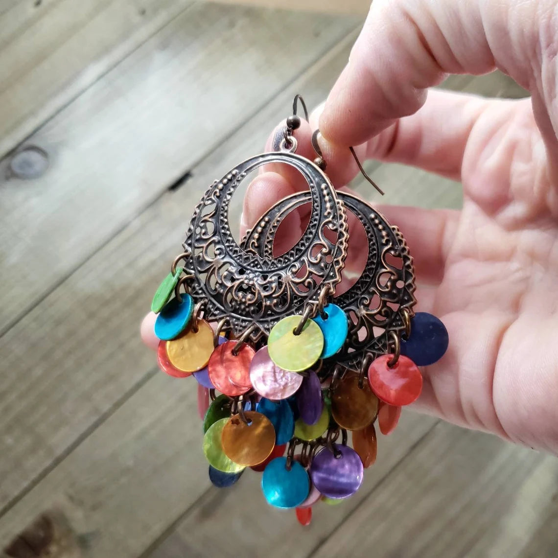 Colorful Boho shell earrings