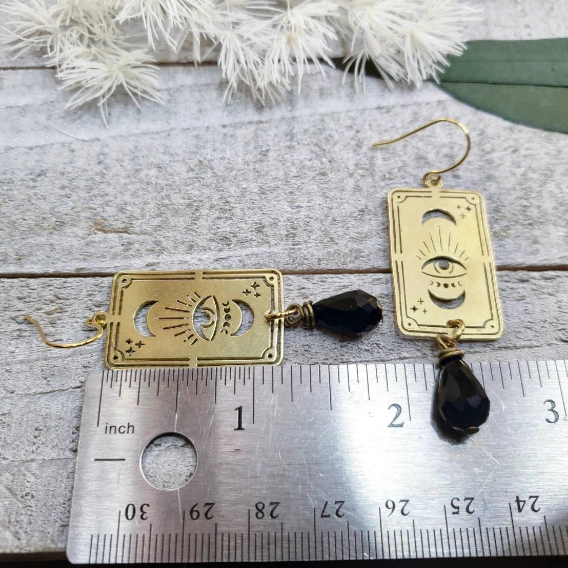 Gold tarot card earrings