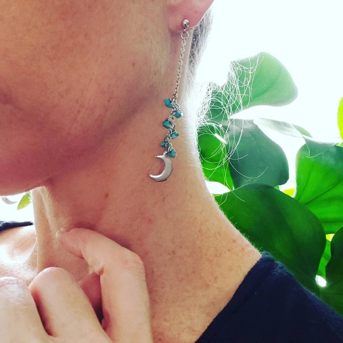 Turquoise stud duster earrings