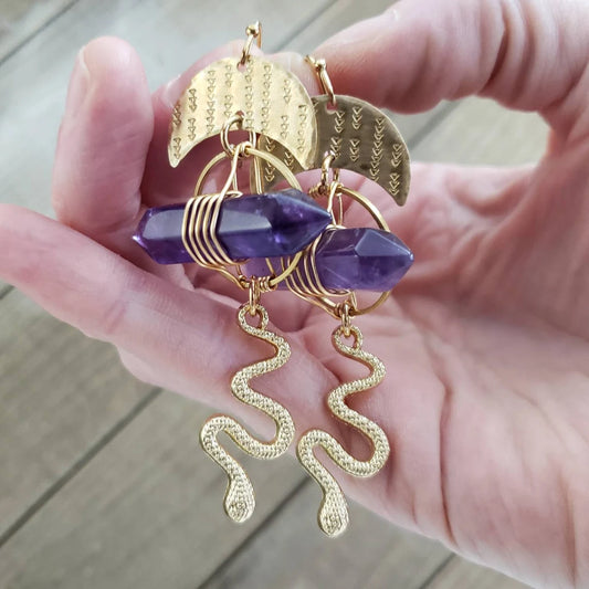 Athena serpent earrings