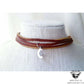 Moon choker necklace | Hand cut brown leather-Wanderlust Hearts