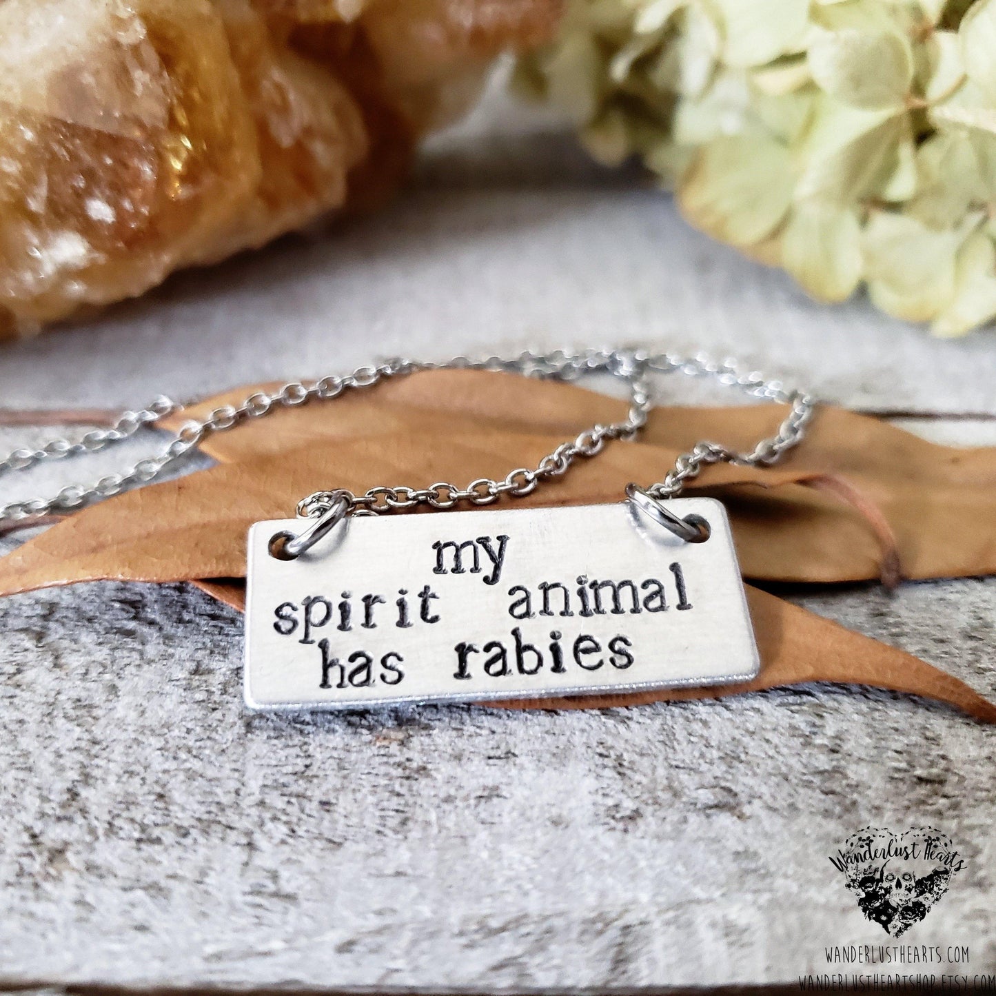My spirit animal has rabies necklace-Wanderlust Hearts