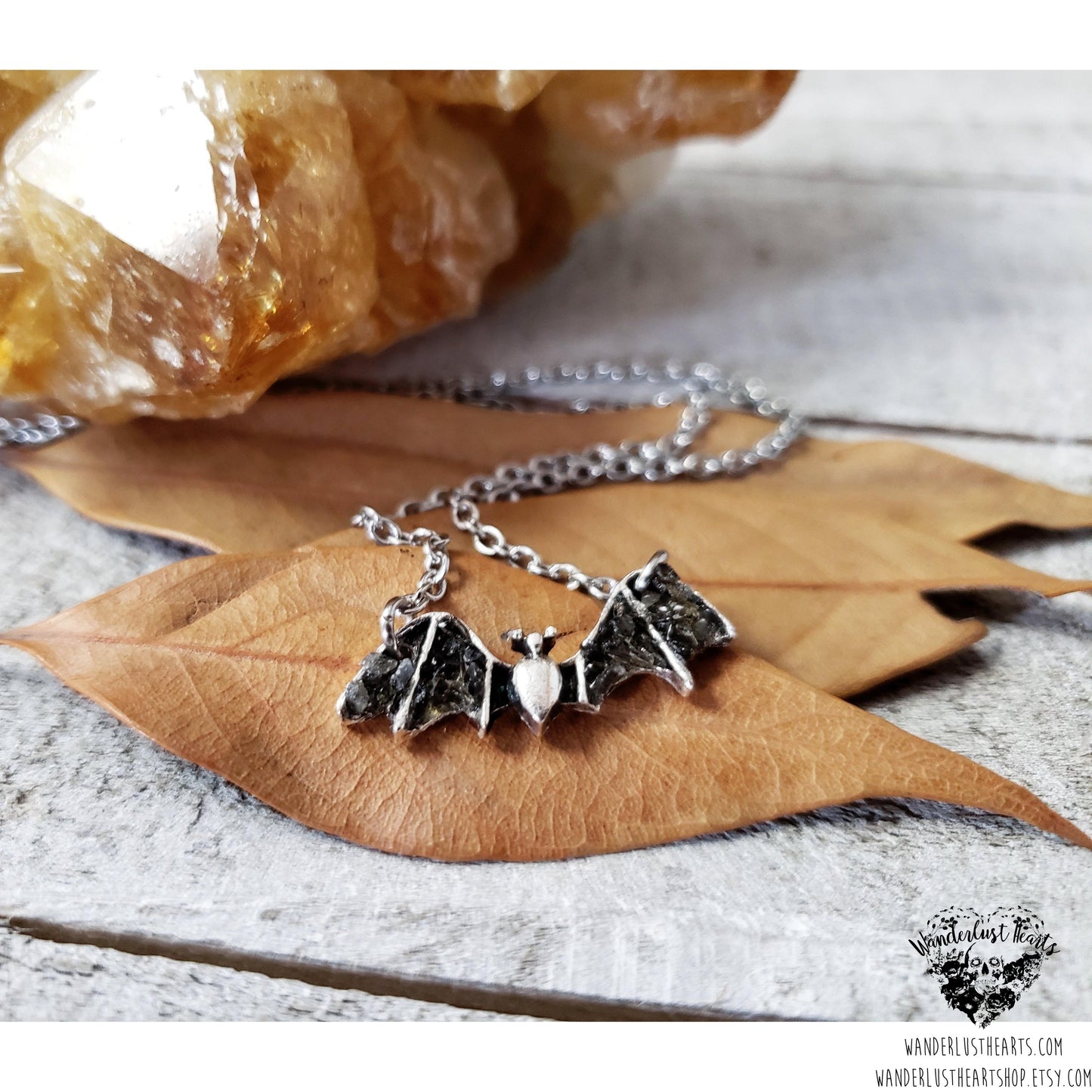 Obsidian Bat necklace-Wanderlust Hearts