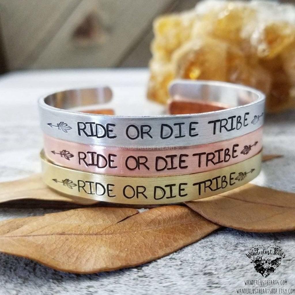 Ride or Die tribe cuff bracelet-Wanderlust Hearts
