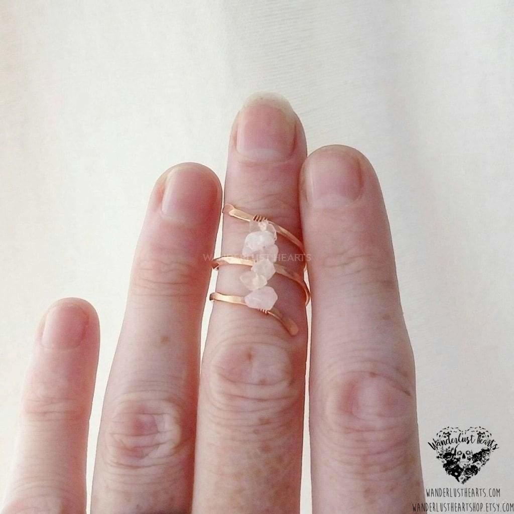 Rose quartz copper ring-Wanderlust Hearts