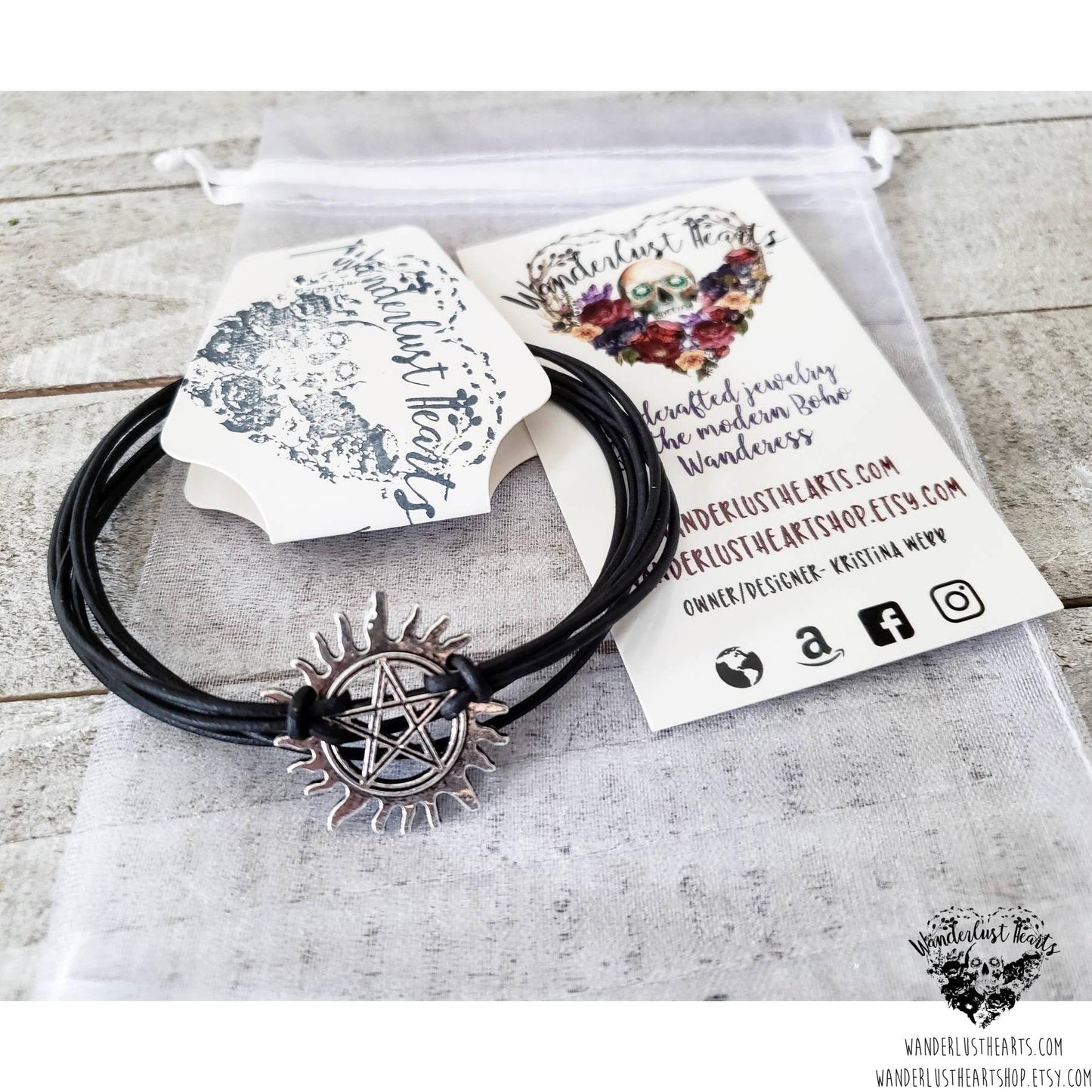 Supernatural anti-possession sigil leather bracelet-Wanderlust Hearts