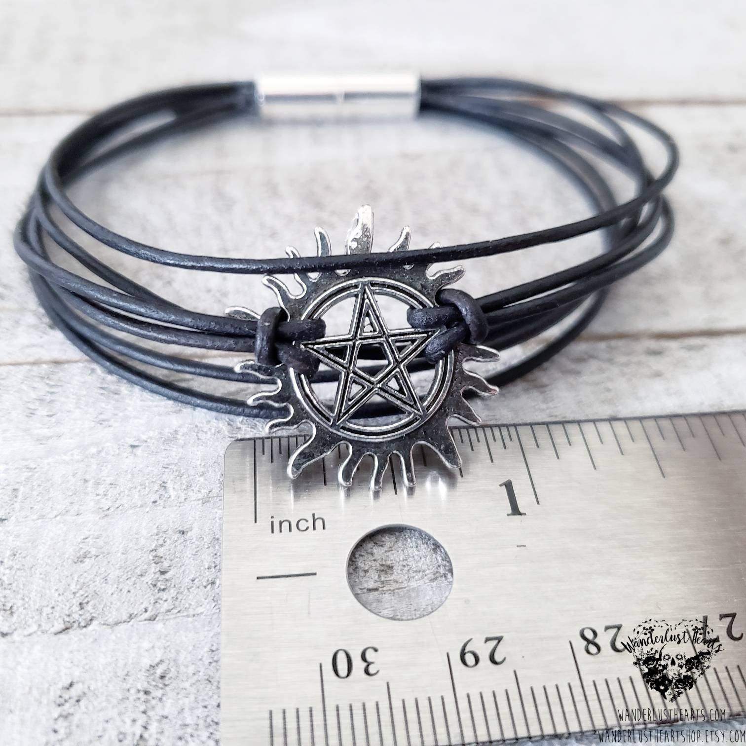 Supernatural anti-possession sigil leather bracelet-Wanderlust Hearts