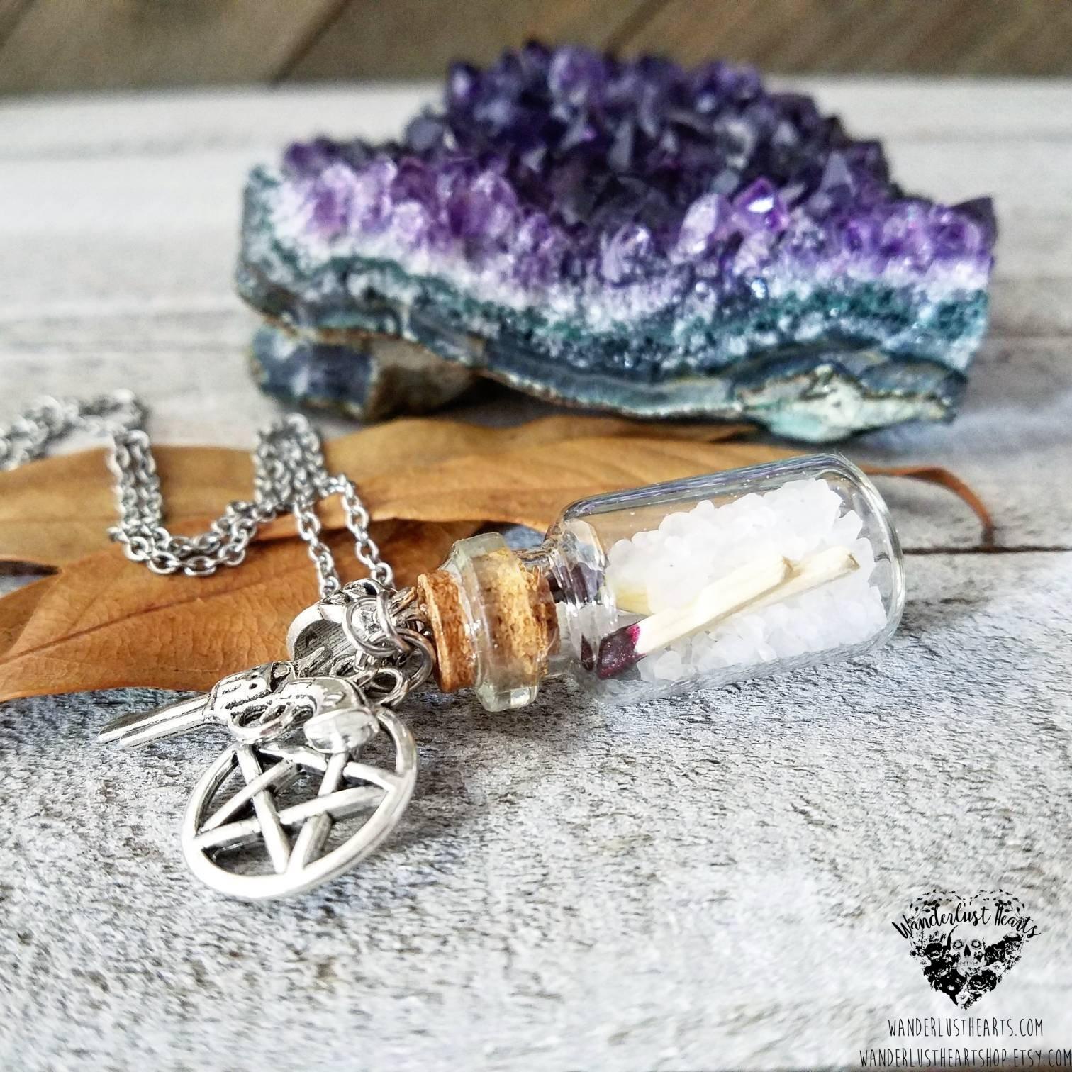 Supernatural Salt & Burn vial necklace-Wanderlust Hearts