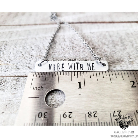 Vibe with me stamped bar necklace-Wanderlust Hearts