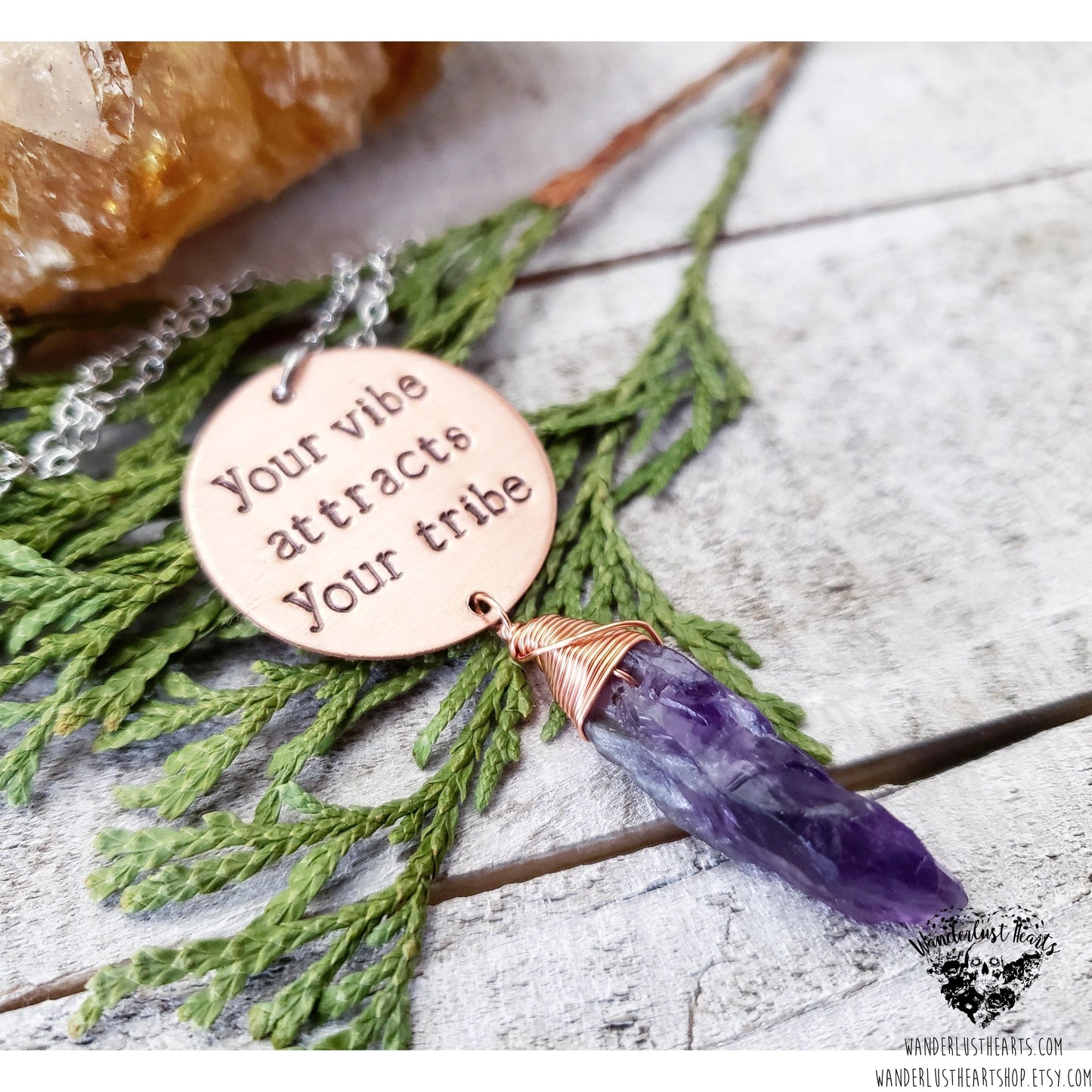 Your vibe attracts your tribe necklace-Wanderlust Hearts